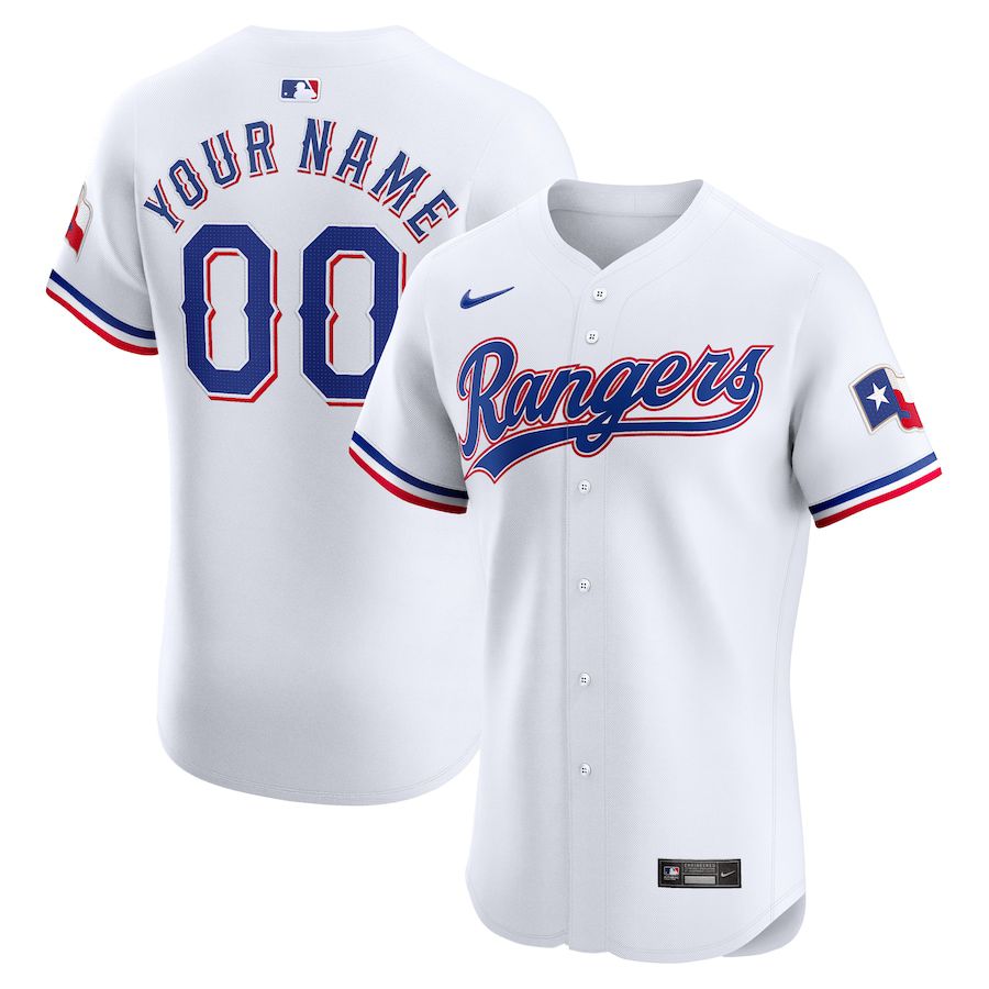 Men Texas Rangers Nike White Home Elite Custom MLB Jersey